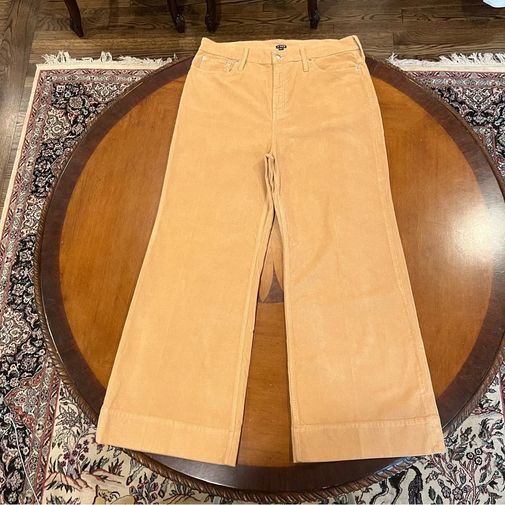 NEW J.Crew Wide Leg‎ Corduroy Trouser Sand Castle 34 Tan High-Rise Slim Fit